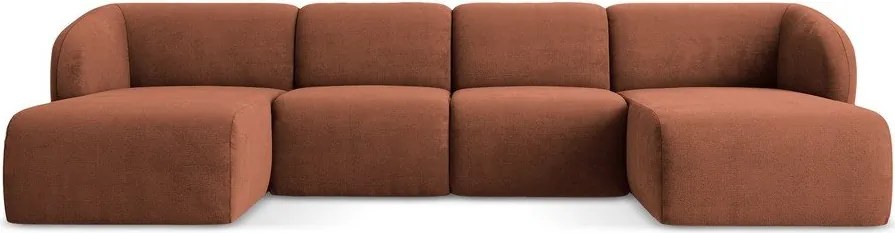 Colțar teracotă cu tapițerie din chenille (în formă de "U") Lani – Makamii