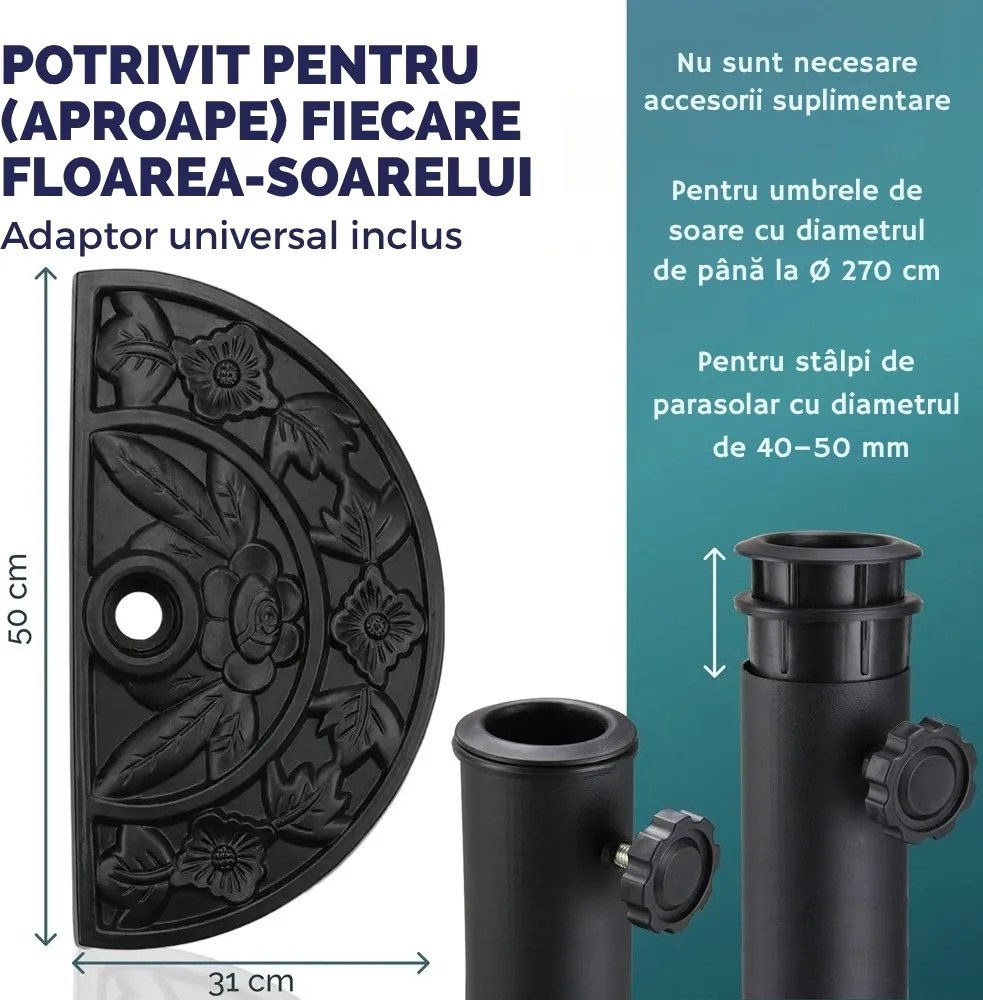 Suport pentru umbrelă SUMMER, semicircular, negru Deuba
