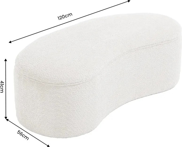 Bancheta tapitata cu spatiu de depozitare ELEMENTAL 120cm boucle champagne beige