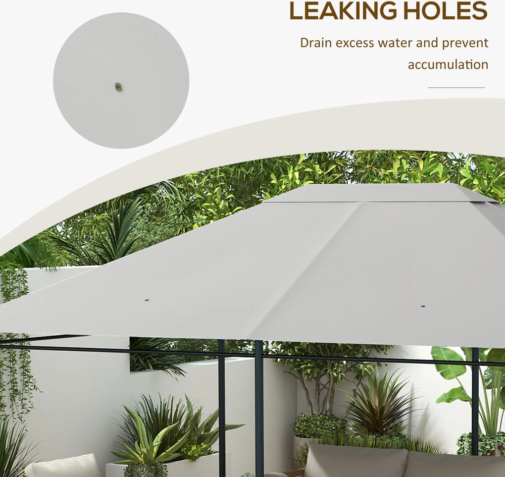 Outsunny Acoperiș de Schimb pentru Foișor, Rezistent la Intemperii, 397 x 297 cm, Gri Deschis | Aosom Romania