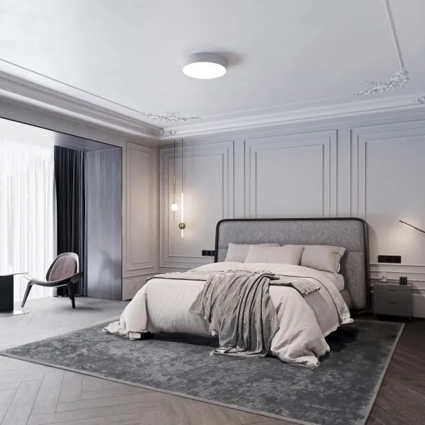 Plafonieră pentru baie CLEO cu senzor, 4 x E27, 24 W, 230 V, Ø 50 cm, IP54, gri