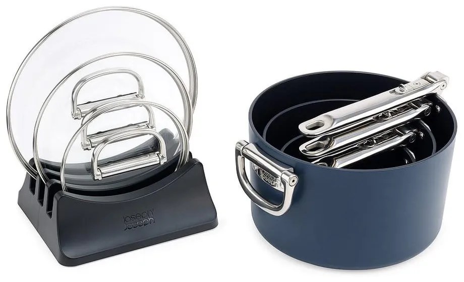 Oale cu capac/cu suprafață ceramică 3 buc. adecvate pentru plita cu inducție Space – Joseph Joseph