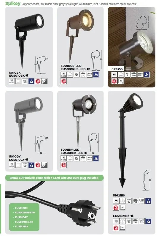 Proiector cu tarus, iluminat exterior IP65 Spikey GU10 LED
