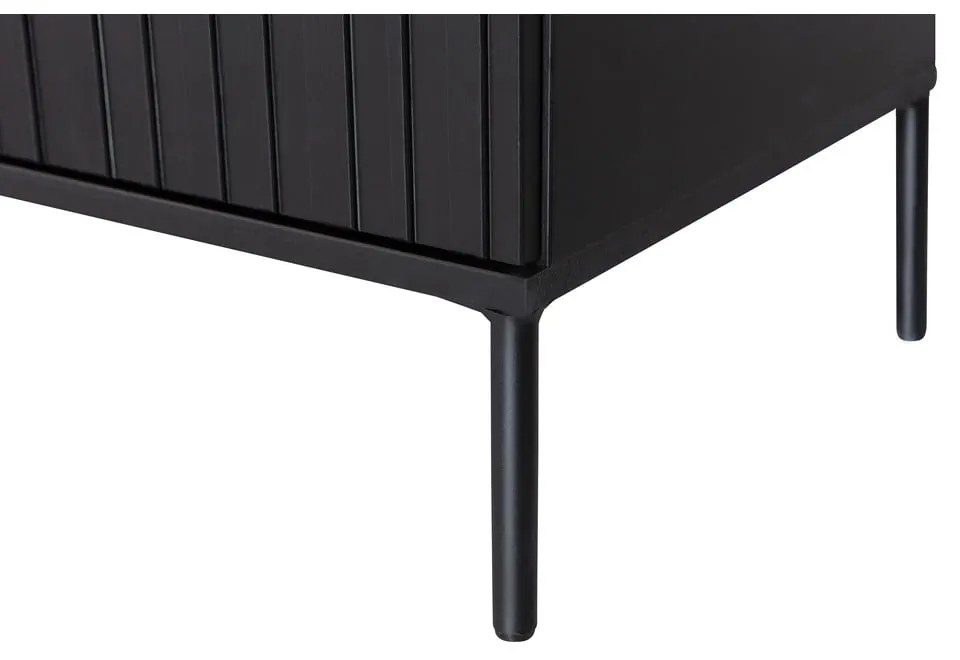 Comodă TV neagră din lemn de pin 150x56x44 cm Gravure – WOOOD