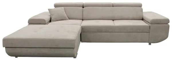 Canapea colțar extensibilă L CASTELO, cu spațiu de depozitare, stânga, gri