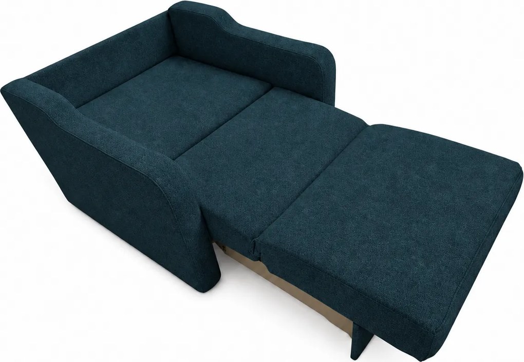 Fotoliu SAMY extensibil, cu lada de depozitare, stofa bleumarin, cadru metalic, 103x100x92 Stofa, Bleumarin