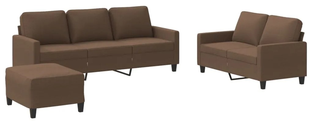 3201471 vidaXL Set de canapele cu perne, 3 piese, maro, textil