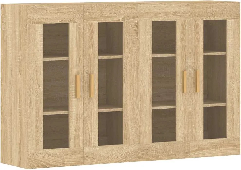 vidaXL Dulapuri montate pe perete 2 buc stejar Sonoma, lemn prelucrat
