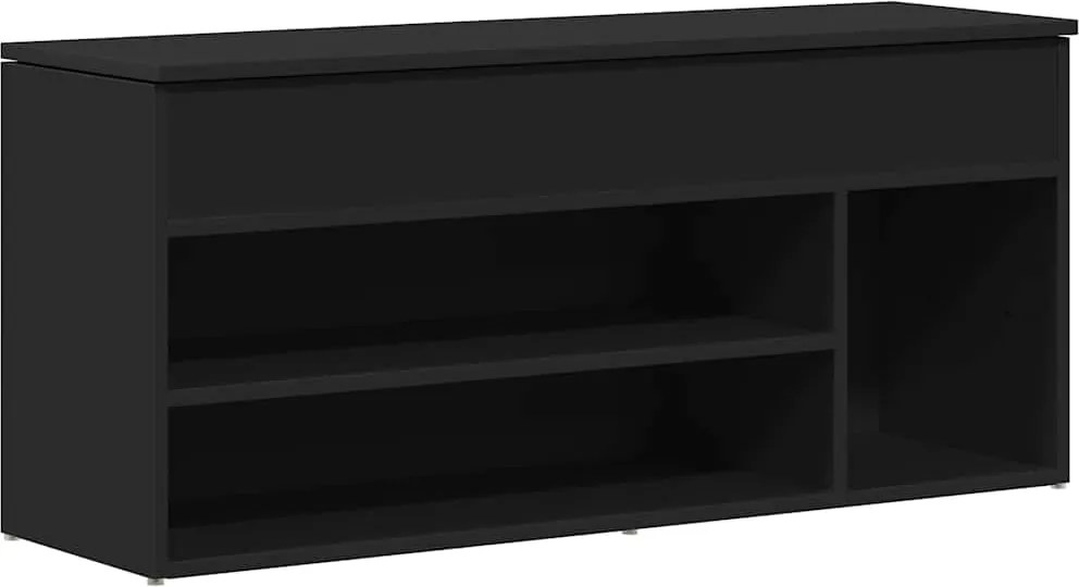vidaXL Bancă de pantofi neagră 102x30,5x45 cm Lemn prelucrat