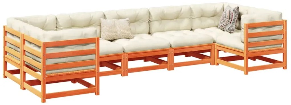 vidaXL Set canapele grădină cu perne, 7 piese, maro, lemn masiv de pin