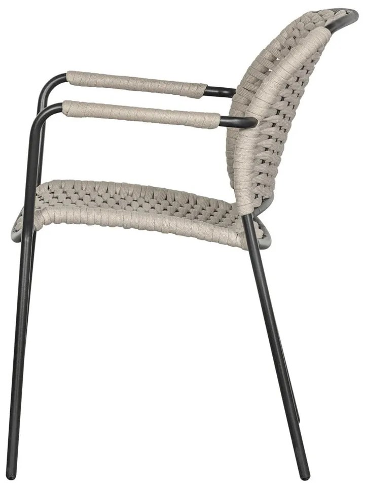 Scaune de grădină negre/bej 2 buc. din metal Taku – Exotan