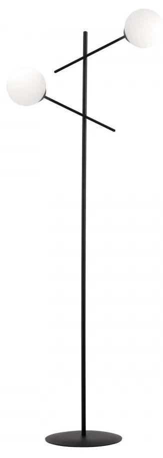 Lampadar modern negru cu 2 globuri albe Linear