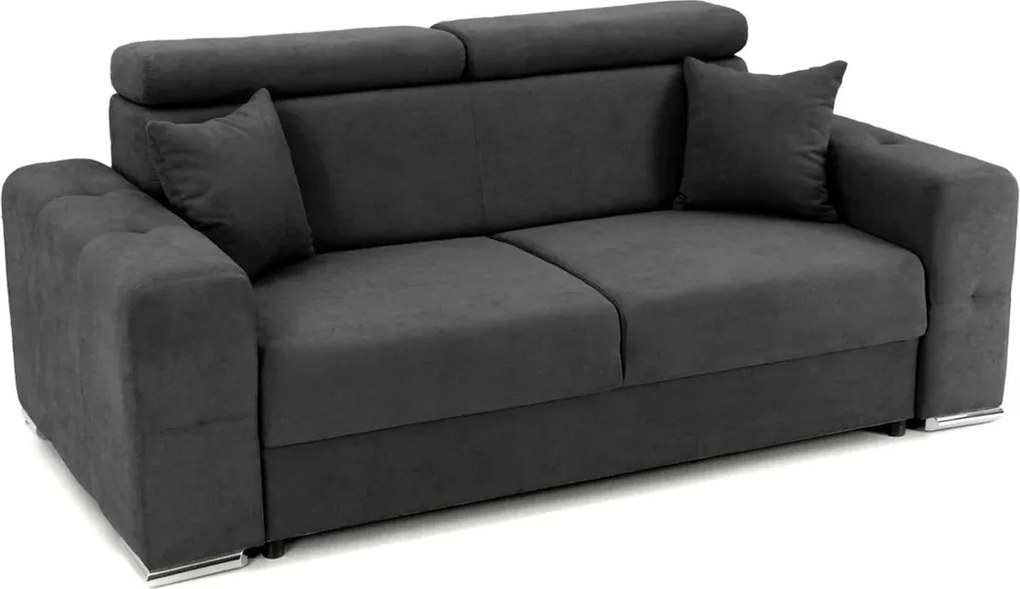 Canapea Fixă 2 locuri BELLAGIO, cu tetiere reglabile, 205x100x100 cm, Gri-Inchis-Enjoy