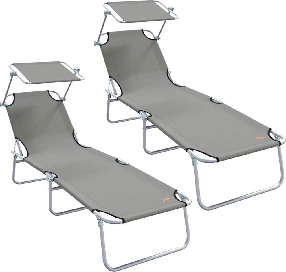 vidaXL Șezlong 2 pcs Gri 58 x 188 x 77cm Poliester