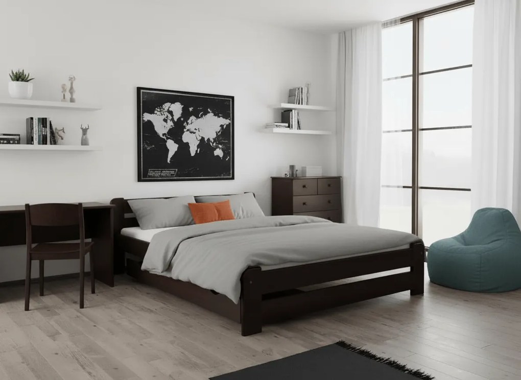 Pat Laura 180x200 cm, nuc Saltele: Cu saltele Coco Maxi 20 cm, Somiera pat: Cu lamele curbate