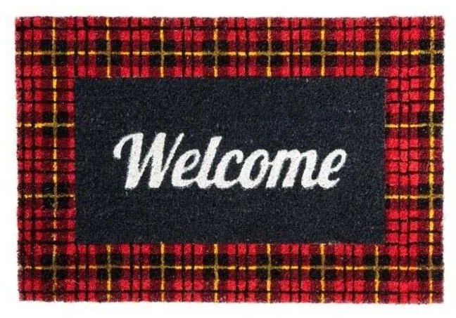 Covor Intrare Welcome Negru Rosu 40 x 60 cm