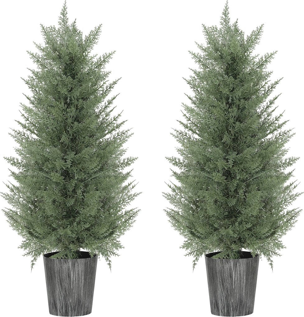 HOMCOM Set de 2 chiparoși artificiali mari 90cm plantă artificială din plastic în ghiveci 15 x 15 x 90 cm Grün | Aosom Romania