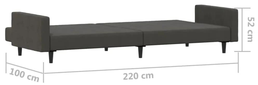 Canapea extensibila cu 2 locuri, gri inchis, catifea Morke gra, Fara suport de picioare