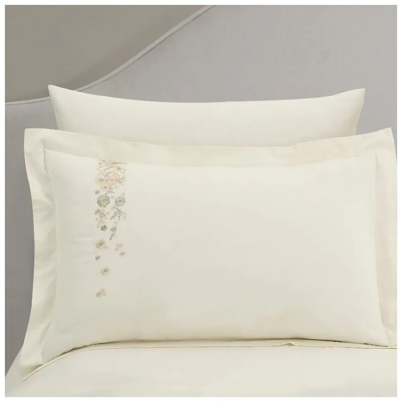 Lenjerie de pat crem din bumbac satinat pentru pat de o persoană cu cearceaf inclus, cu 6 piese 140x200 cm Maison Bloom – Mila Home Luxury