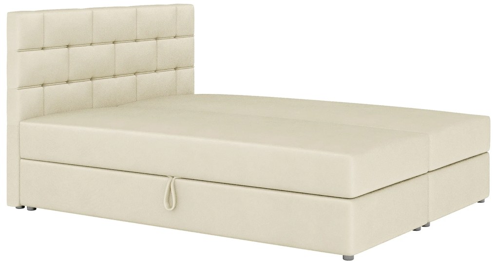 Pat matrimonial Boxspring 140x200 cm Waller (Bej) (cu somieră și saltea). 1007717