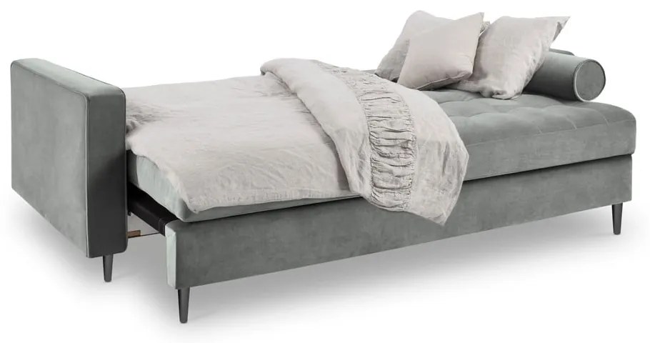 Canapea extensibilă din catifea Milo Casa Santo, gri deschis