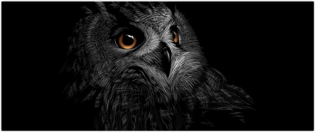 Tablou - Bufniță, ilustrație (120x50 cm)