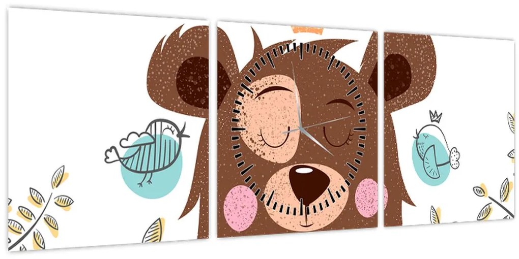 Tablou - Ursulețul cu păsărele (cu ceas) (90x30 cm)