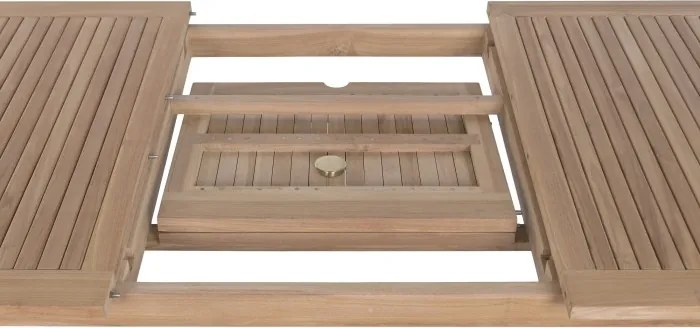 Masă dining pentru exterior extensibilă din lemn de tec 180–240 cm finisaj natural, „Malindi”