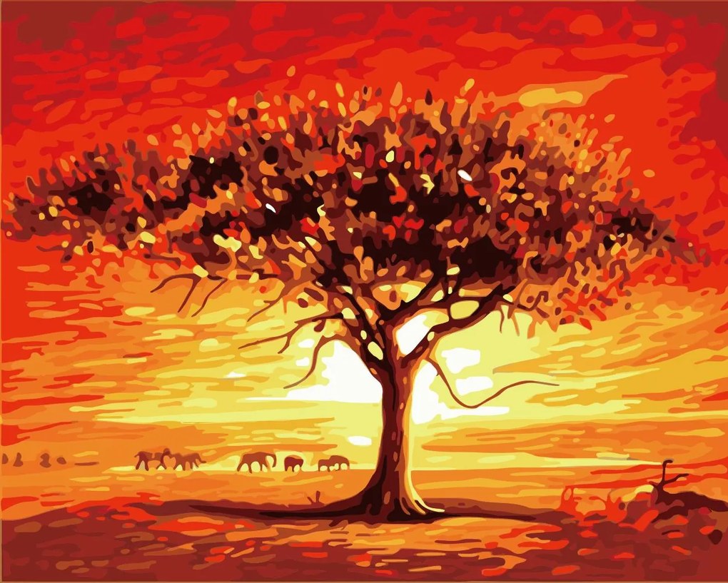 Pictura pe numere cu un cadru "Copac în deșert" 50x40 cm