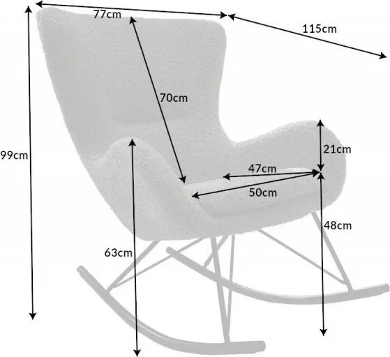 Scaun balansoar design nordic Scandinavia Swing, boucle sampanie