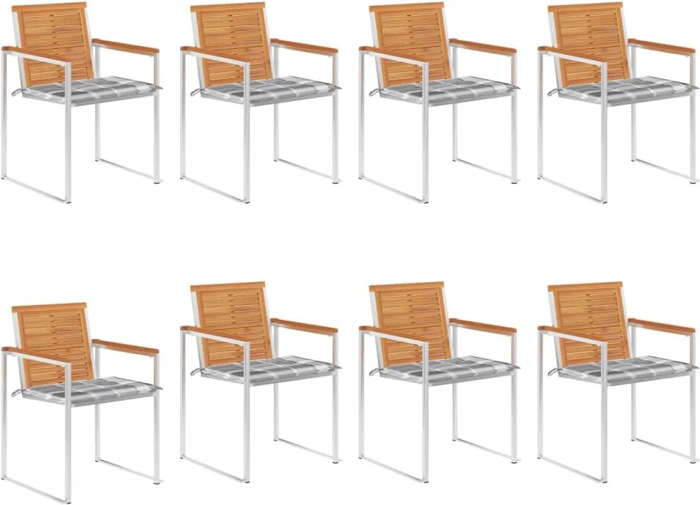 vidaXL Scaune de grădină cu perne, 8 buc., lemn masiv de acacia