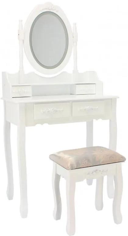 Masa de toaletă cu oglindă LED Primadona White