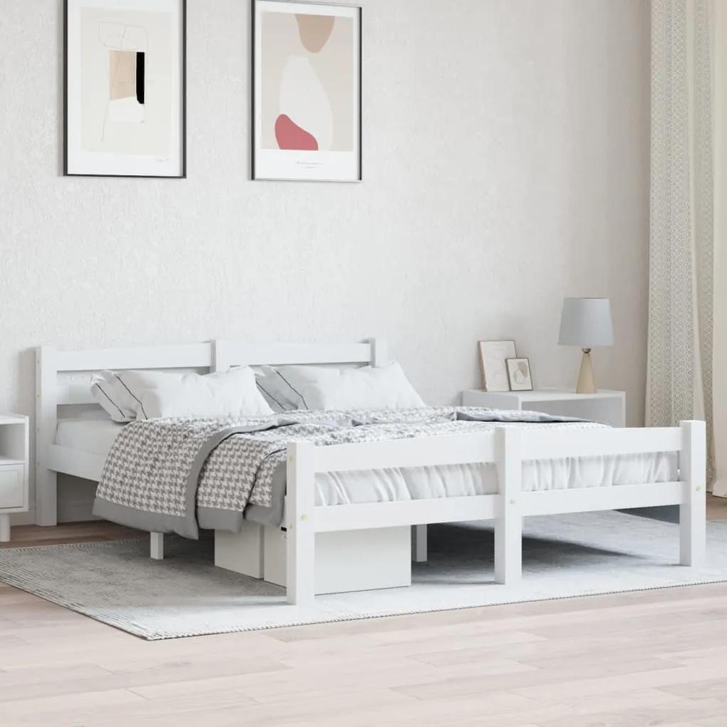322071 vidaXL Cadru de pat, alb, 140x200 cm, lemn de pin masiv
