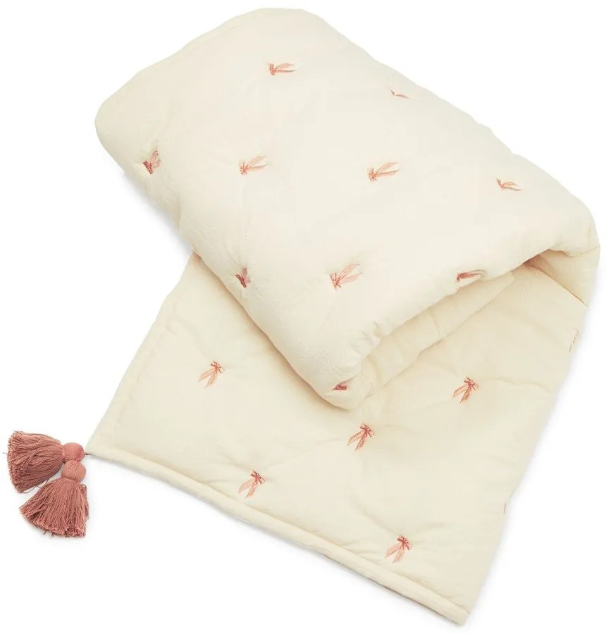 Pătură pentru copii, galben-deschis/roz din bumbac organic matlasată 90x120 cm Bows – Cam Cam Copenhagen