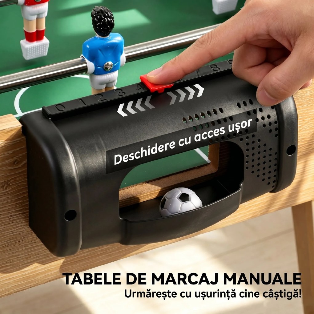SPORTNOW Fotbal de Masă, Masa 121 Cm, 22 Jucători, Contoare Manuale, Lemn Natural | Aosom Romania