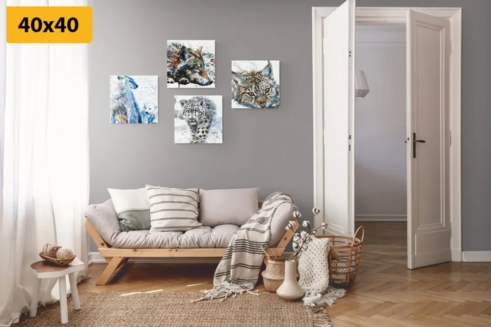 Set tablouri animale în design interesant de acuarelă