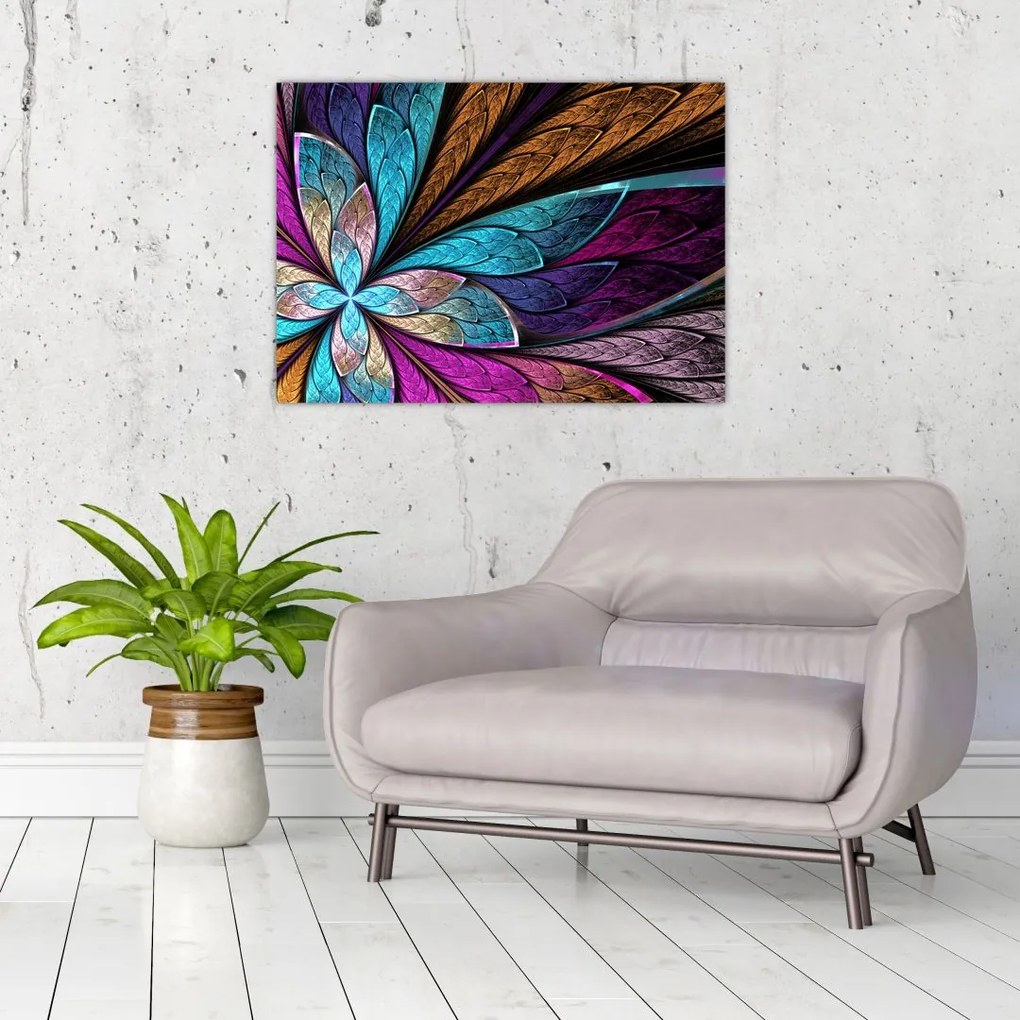 Tablou pe sticlă - Floare, abstracție (70x50 cm)