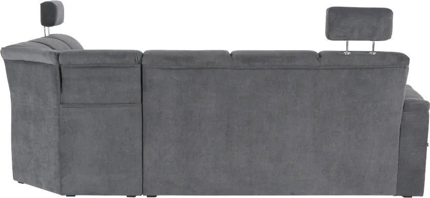 Colţar extensibil, material textil gri, model dreapta, SANTIAGO