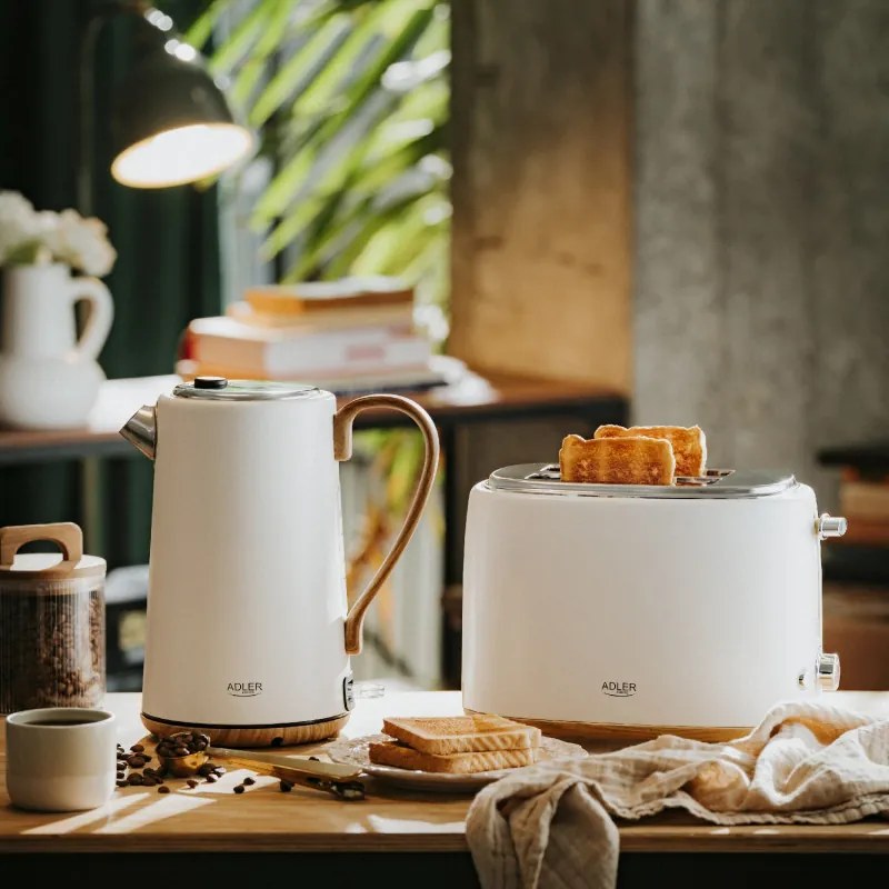 Fierbător electric Adler AD 1352, 2200W, 1,7 l, STRIX, bază rotativă, oprire automată, alb