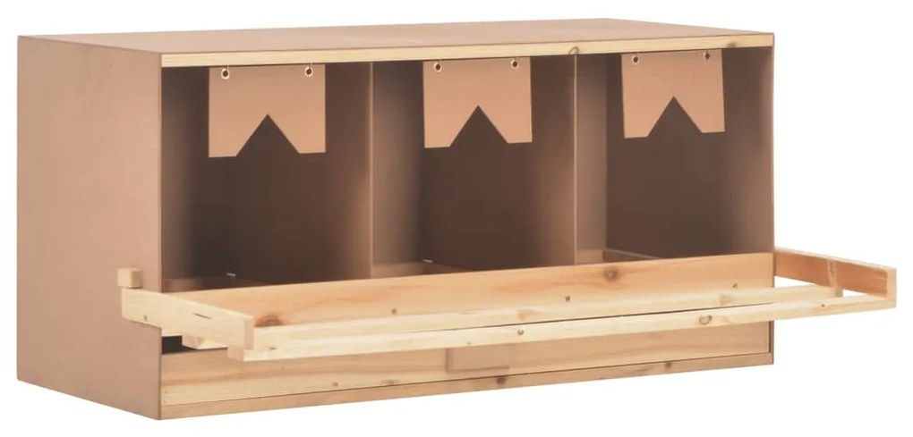 vidaXL Cuibar găini cu 3 compartimente, 96x40x45 cm, lemn masiv pin