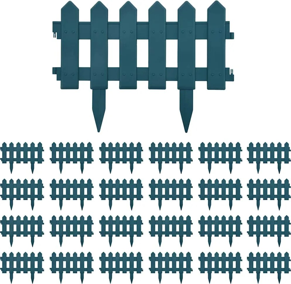 vidaXL Borduri de gazon, 25 buc., verde, 10 m, PP