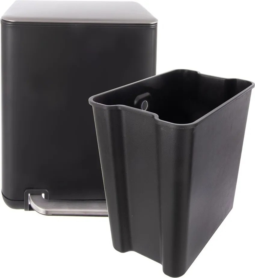 Coș de gunoi negru cu pedală din oțel inoxidabil 20 l Black – Orion