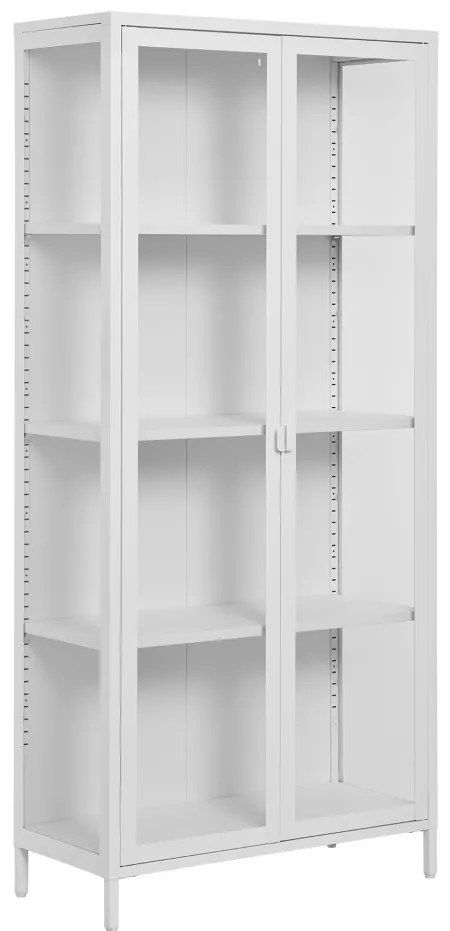 Vitrină Brisbane, 2 uși din sticlă, oțel, alb 80x35x175 cm