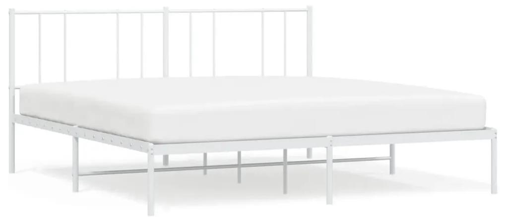 352533 vidaXL Cadru de pat metalic cu tăblie, alb, 180x200 cm