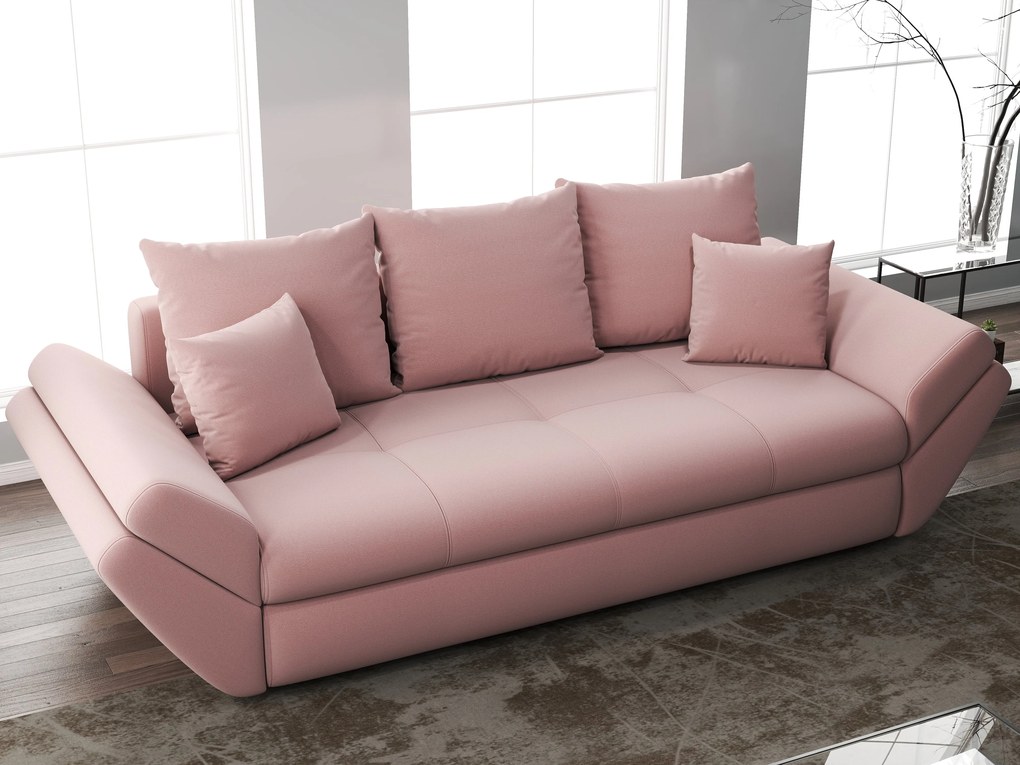 Canapea extensibilă dumonde cu ladă de depozitare si sezut confortabil din spuma high-density, Loana Royal Pink 250x100 cm