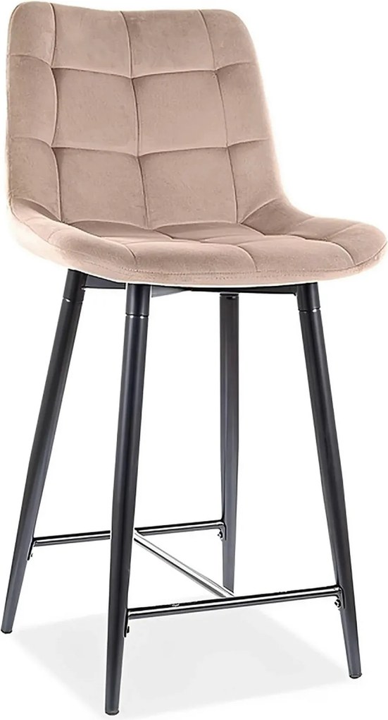 Scaun bar textil CHIC H-2, bej - Bluvel 28/negru, stofa catifelata/met