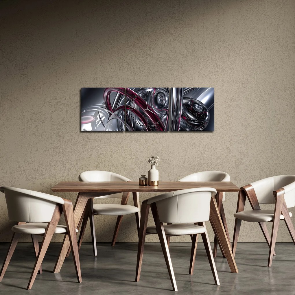 Tabloul cu abstracție gri (cu ceas) (90x30 cm)