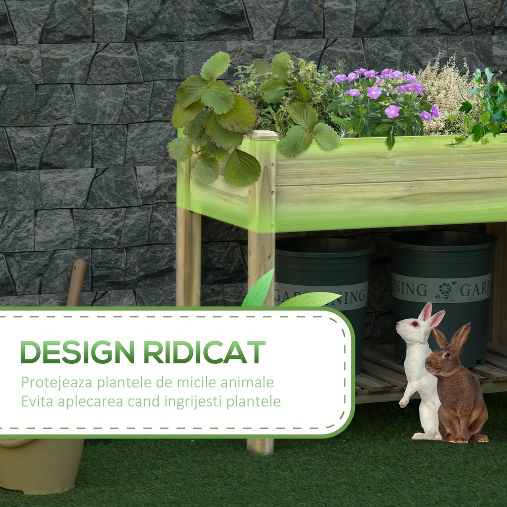 Outsunny Jardinieră Inălțată din Lemn cu Raft Inferior, Ideală pentru Grădină și Balcon, Suport pentru Plante, 91x51x76 cm | Aosom Romania