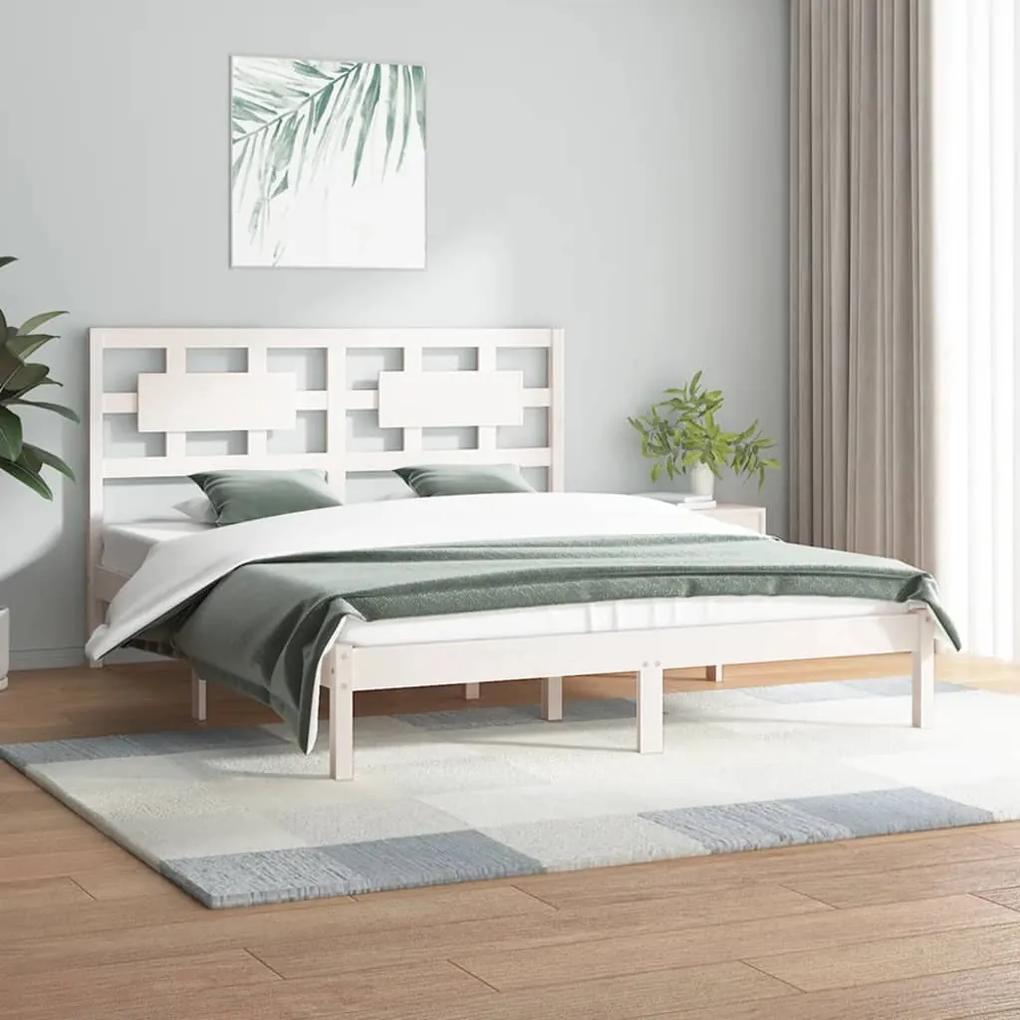 3107364 vidaXL Cadru de pat, alb, 160x200 cm, lemn masiv de pin