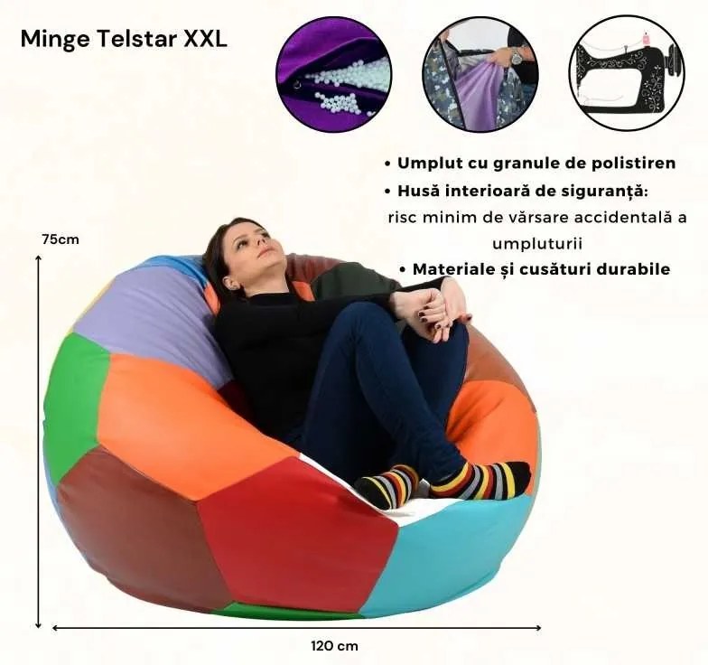 Fotoliu Minge Telstar XXL, Material Impermeabil - Red & Black